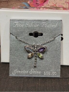 Silver plated butterfly necklace